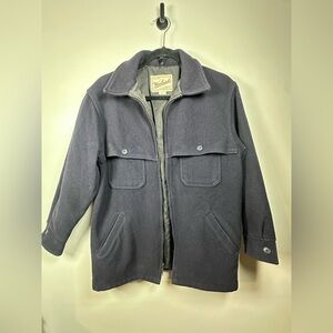 Woolrich Rugged Outdoorwear Wool Jacket Men’s Small USA Navy Zip Vintage
